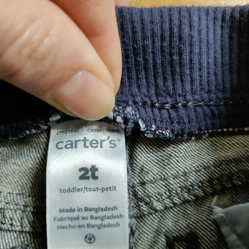 Carters 2T skinny jeans elastic waist pull on dark wash Cotton Utility